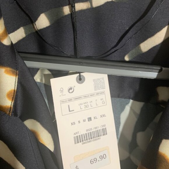 NWT Zara Black & Cream Midi Wrap Dress - Size L - Picture 5 of 5